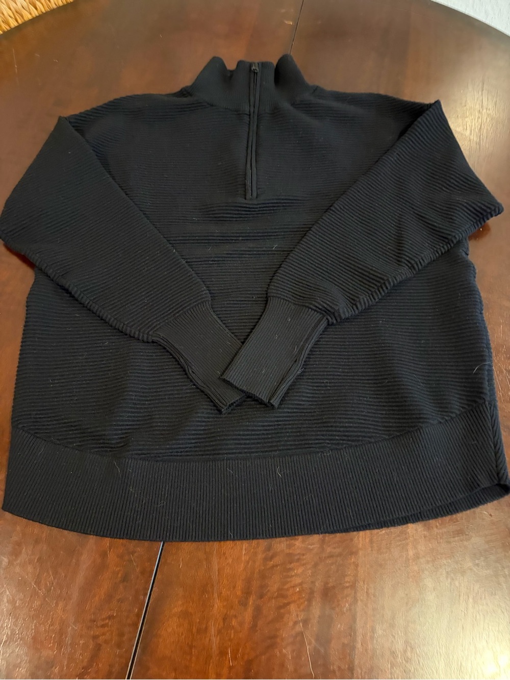 Classic Black Half-Zip Ribbed Pullover Sweater